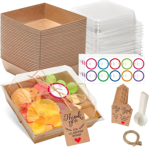 50 cajas de charcutería con tapas transparentes, recipientes de comida individuales para llevar, recipientes para llevar de 5 pulgadas, recipientes