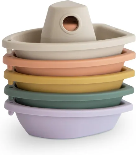 Miniatura 11 de mushie Juguete apilable de barcos de baño (original) Juguetes flotantes de bañera para bebés y niños pequeños, juego de 5 Fabricado en Dinamarca