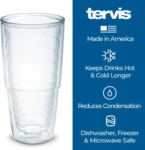 Miniatura 3 de Tervis Clear & Colorful Tabletop Vaso con aislamiento térmico de doble pared, mantiene las bebidas frías y calientes, hecho en Estados Unidos