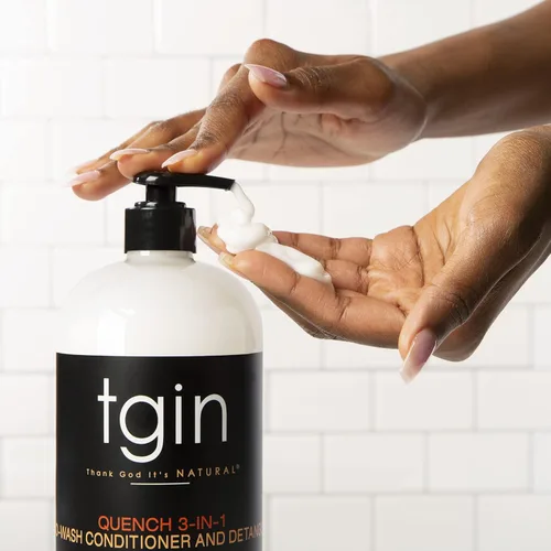Miniatura 3 de tgin Quench - Acondicionador y desenredante 3 en 1 para cabello rizado que limpia y suaviza, productos ligeros para el cabello rizado con manteca