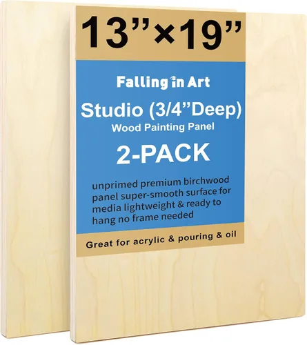 Miniatura 8 de Kit de Paneles de Lienzo de Madera de Abedul Sin Terminar, Falling in Art Paquete de 2 de 14x18'' Tablas de Cuna de Estudio de 3/4'' de Profundidad