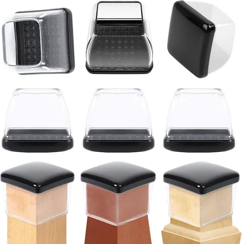 Miniatura 9 de Ezprotekt Deslizadores de patas de silla para alfombra, 8 piezas rectangulares para alfombras, almohadillas para muebles, tapas protectoras de patas