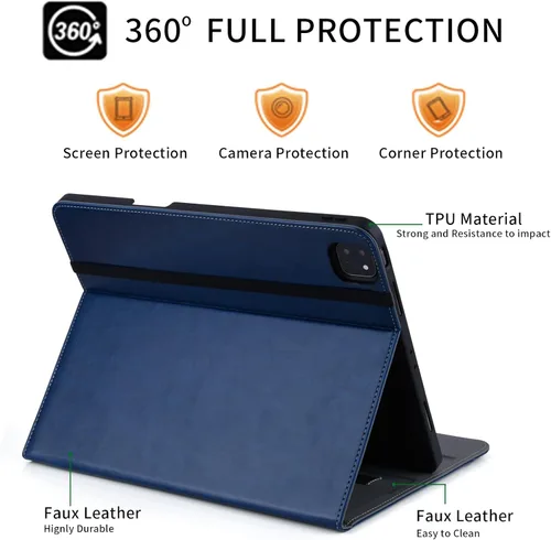 Miniatura 8 de HFcoupe Stitch - Funda para iPad Air 13 2026 M4 / 2025 M3 / 2024 M2, iPad Pro 12.9 6ª 5ª 4ª 3ª generación, soporte para lápices, soporte Azul marino