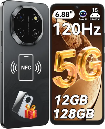 Blackview Shark 6 Teléfonos Android Desbloqueados 5G (2025), Teléfono Celular Android 15 Desbloqueado, Pantalla de 6.88" 120Hz, 12GB+128GB/2TB,