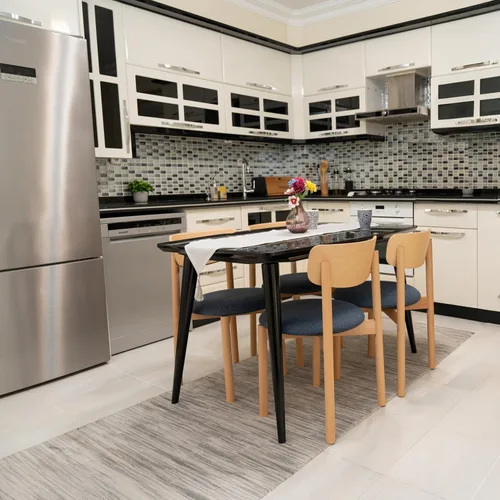Miniatura 5 de Juego de 6 sillas de comedor de madera tapizadas modernas de mediados de siglo para muebles de habitación con diseño ergonómico duradero prémium