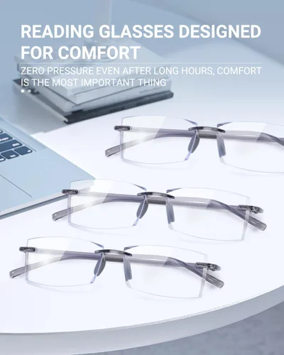 Miniatura 2 de TERAISE Anteojos de lectura sin montura cómodos, ligeros, sin marco, para hombres y mujeres, con bloqueo de luz azul, lentes de computadora Gris