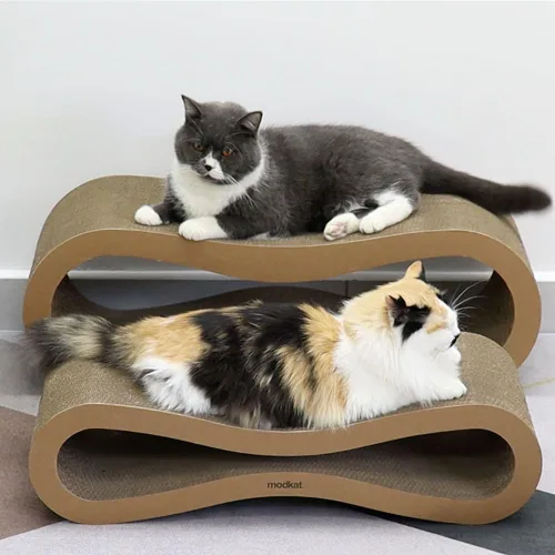 Miniatura 6 de Modkat® Premium 2 Juego de Rascadores para Gatos. Tamaños Grande (76.2L X 26.9H cm) y Pequeño (67.5L X 17.8H cm). Rasca, Juega, Salón. Cartón