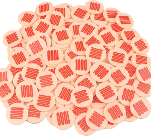 Miniatura 12 de Juego de 100 fichas de póquer – Monedas circulares de plástico de 1.58 pulgadas para juegos y contar, 0.16 oz cada una, accesorios perfectos