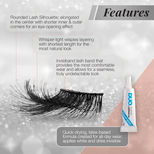 Miniatura 4 de Ardell Naked Lashes 425, 2 pares, con pegamento DUO Pipette de 0.04 oz (1 g) de color blanco transparente, volumen y longitud sutiles, 1 juego