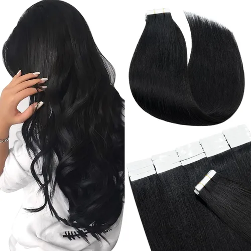 Extensiones de cabello Sego, cabello humano estilo remy, con cinta adhesiva, lacio, cinta adhesiva de entramado tipo piel, sin costuras, invisible y