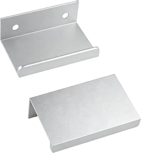 Miniatura 12 de Tiradores negros de 3.94 pulgadas para gabinete, 6 unidades, espacio entre agujeros de 2.52 pulgadas, tiradores de borde de aleación de aluminio