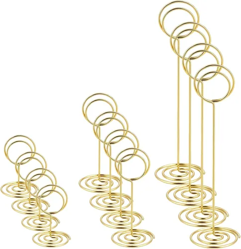 Ptwola 36 soportes para números de mesa, 3 tamaños, soporte para tarjetas de lugar, de alambre, foto, letrero, números, menú, notas, clips para