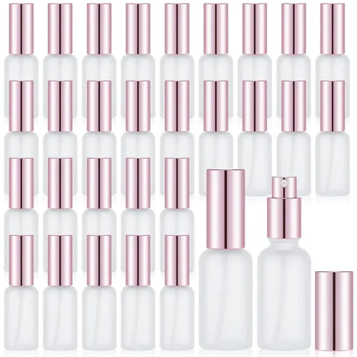 Miniatura 21 de Roshtia 30 Pcs 0.33 oz/ 10 ml Beech Wood Color Glass Spray Bottle Refillable Perfume Atomizer Clear Decorative Empty Bottles with Fine Mist Sprayer
