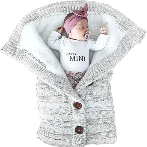 Miniatura 7 de insular Saco de dormir cálido para bebé tipo sobre de invierno para niños, saco de pie para cochecito, saco de dormir tejido para recién nacido