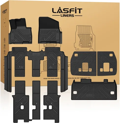 Miniatura 21 de LASFIT Alfombrillas de Piso Compatibles con Nissan Armada 2017-2018 / Infiniti QX56 2011-2013 / Infiniti QX80 2014-2018, TPE Para Todo Clima Ajuste