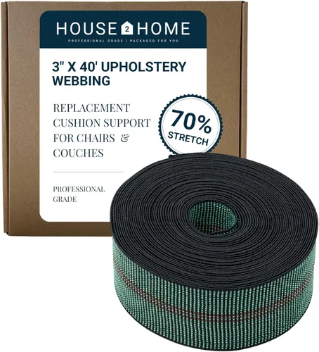 House2Home Correas para sillas de césped y muebles, correas de tapicería para reparar soportes de sofá para cojines caídos, rollo de 3 pulgadas de