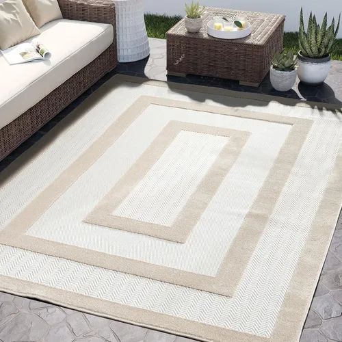 Abani Alfombras de área – Diseño minimalista moderno – Alfombra color crema para sala de estar, dormitorio, comedor, interior/exterior, fácil de