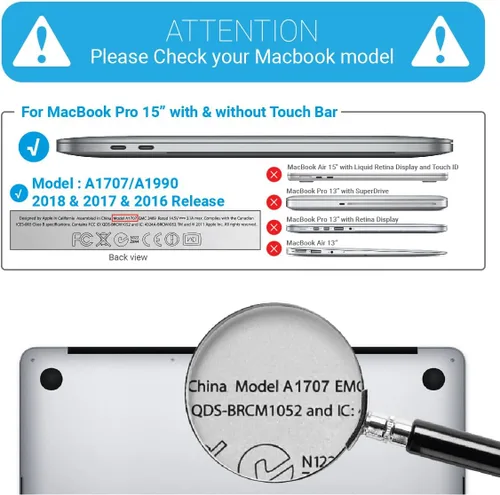 Miniatura 2 de IBENZER Compatible con Funda para MacBook Pro de 15 Pulgadas 2019 2018 2017 2016 A1990 A1707, Funda Rígida de Plástico con Cubierta de Teclado