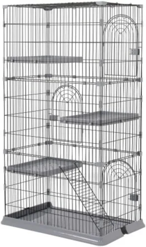 Miniatura 12 de BTM Jaula para gatos, 3 niveles, elegante, casa para gatos, casa para gatos, en casa con escalera, protección, prevención de escapes, fácil montaje