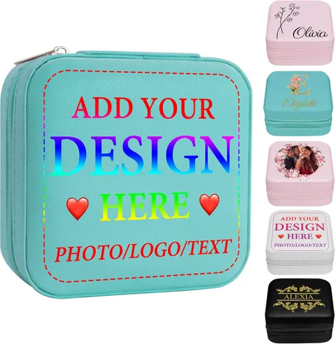 Miniatura 10 de Joyero personalizado con nombre, joyero de viaje portátil personalizado, organizador de joyas de cuero, cajas de dama de honor, boda, regalo
