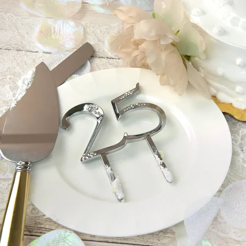 Miniatura 6 de Simplicity Pieza decorativa para decoración del 25 aniversario para decoración de pastel o arreglo floral, accesorio de boda, 4 x 2.75 pulgadas