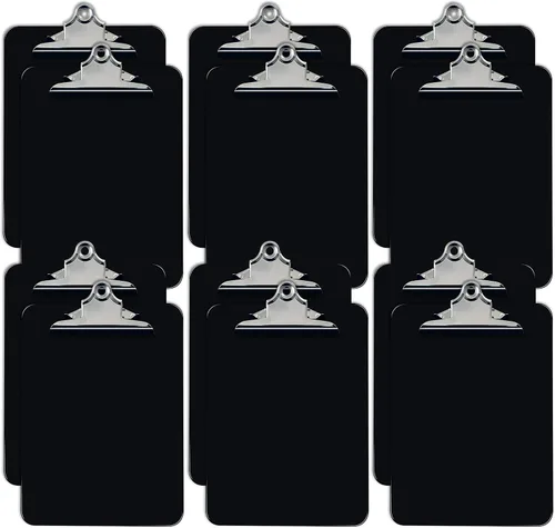 Better Office Products - Portapapeles de plástico negro, paquete de 12 unidades, duradero, 12.5 x 9 pulgadas, clip de metal estándar, color negro,