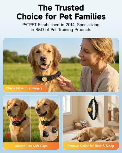 Miniatura 6 de PATPET Collar de choque para perro, collar recargable de entrenamiento para perros con control remoto para perros medianos y grandes, 3 modos