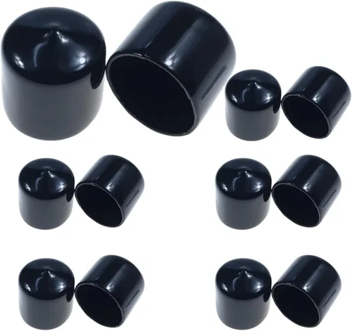 Acocony Tapones de goma redondos de 1 pulgada, tapones de plástico de PVC flexible para agujeros redondos, color negro, paquete de 12