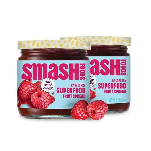 Miniatura 12 de Smash Foods Mermelada de Cereza y Granada Mermelada Keto Baja en Calorías, Sin Azúcar Añadida con Fruta Reutilizada y Semillas de Chía Untable