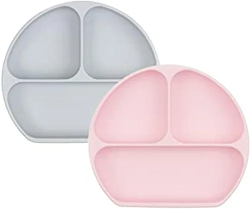 Miniatura 44 de Bumkins Plato de succión para niños pequeños y bebés, cubierta de plato con agarre dividido para bebés y niños, destete guiado por el bebé