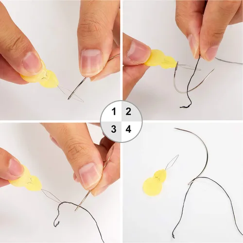 Miniatura 4 de Juego de 85 extensiones de cabello con clip, incluye 50 clips a presión en forma de U, 10 agujas curvas, 20 pines en T, 3 rollos de hilo de tejer, 2