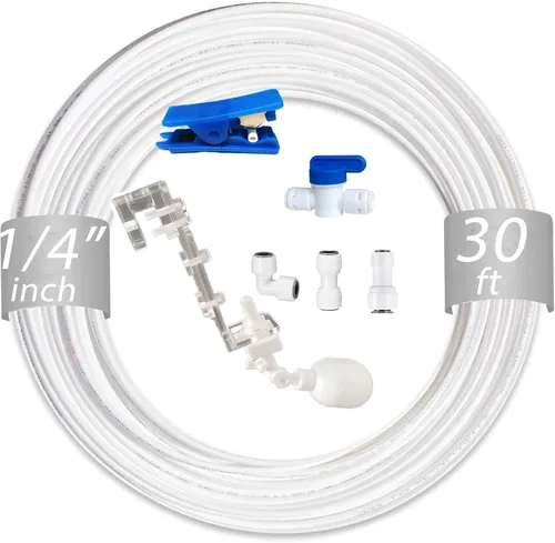 Miniatura 10 de NSF 1/4" y 3/8" Tubo de línea de agua y accesorios de conexión por empuje para filtro de agua de ósmosis inversa RO, 25 piezas de conectores + 30