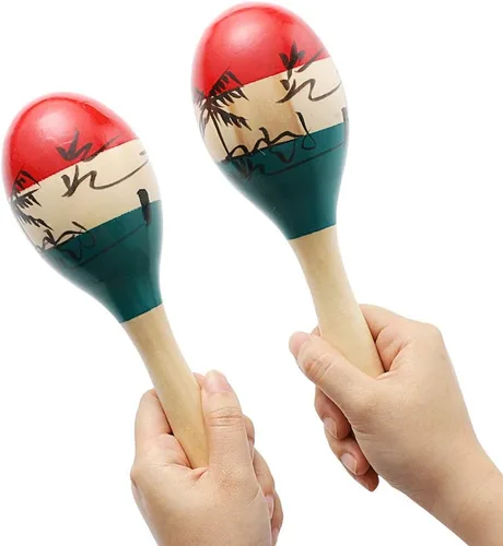 Miniatura 2 de Maracas - Batidoras de madera de colores grandes, sonajeros, percusión de mano de arena del martillo, gran instrumento musical con ritmo de salsa