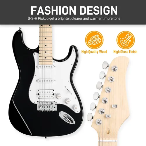 Miniatura 4 de Ktaxon - Kit de guitarra eléctrica de 39 pulgadas para principiantes, con pastillas HSS de 6 cuerdas, guitarra eléctrica de cuerpo sólido