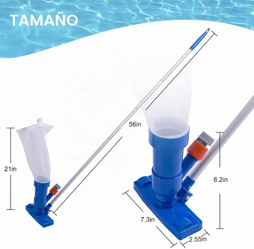 Miniatura 5 de Sepetrel Aspiradora de piscina con poste de 56 pulgadas y 2 bolsas de filtro (ultrafina y regular), barredora submarina portátil con cepillos