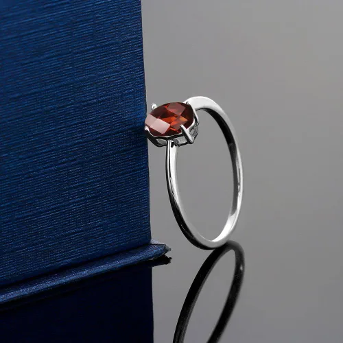 Miniatura 99 de Gem Stone King Anillo de compromiso solitario con piedra preciosa de oro blanco de 10 quilates, ovalado, 0.27 x 0.19 pulgadas, anillo de promesa