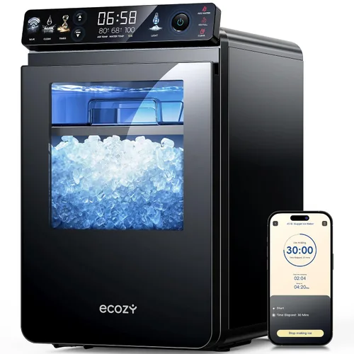 Miniatura 10 de ecozy Nugget - Máquina de hielo para encimera, primer panel inteligente a todo color de 44 libras/24 horas con control de aplicación, aislamiento