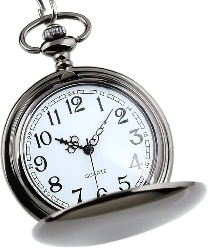 Miniatura 8 de WIOR Classic Smooth Vintage Pocket Watch Silver Steel Mens Watch with 14 in Chain for Graduation Xmas Fathers Day