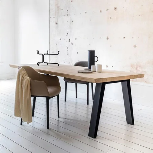 Miniatura 4 de Mesa moderna de madera maciza simple para el hogar, dormitorio, oficina, sala de reuniones, escritorio de computadora, patas de metal fuertes