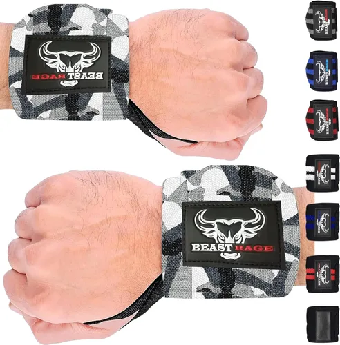 Miniatura 11 de BEAST RAGE Muñequeras para levantamiento de pesas, correas de levantamiento ajustables con lazo para el pulgar para un mejor apoyo en el gimnasio
