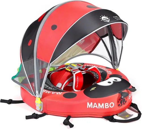 Miniatura 12 de Mambobaby Flotador de piscina para bebé con toldo, flotadores infantiles no inflables con cola sólida, suave, impermeable, agradable a la piel