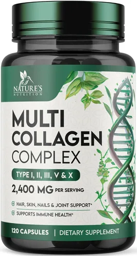 Miniatura 10 de Píldoras de colágeno múltiple – Cápsulas de péptidos de colágeno hidrolizados para mujeres y hombres – Tipos I, II, III, V, X Complejo de colágeno