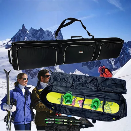 Miniatura 8 de Bolsa acolchada 2 en 1 para snowboard con ruedas, bolsa de viaje para esquís, snowboard y botas, bolsas de hombro