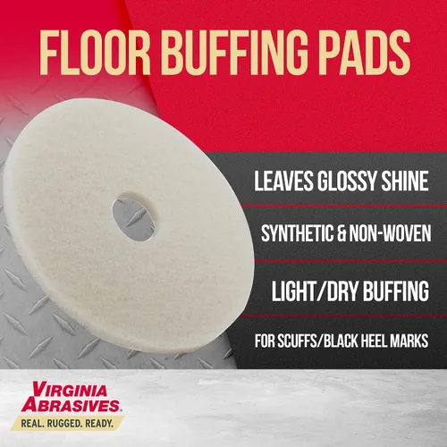 Miniatura 3 de Virginia Abrasives Almohadillas de mantenimiento de suelos blancas de 12 pulgadas, almohadillas no tejidas para limpieza orbital, almohadillas