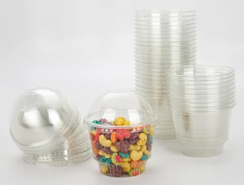 Miniatura 5 de Golden Apple, 8oz-30sets de vasos de plástico transparente para helado, tazas de postre, cuenco de aperitivos con tapas de cúpula sin agujero