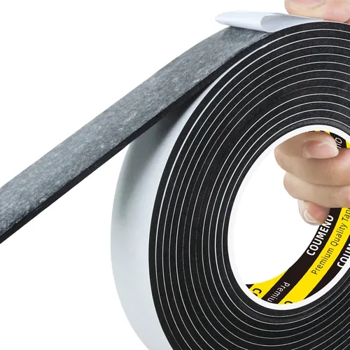 Tiras de cinta de espuma autoadhesivas fuertes de una sola cara de 1 x 16.4 pies, burlete negro para sellado de puerta/ventana, aislamiento de