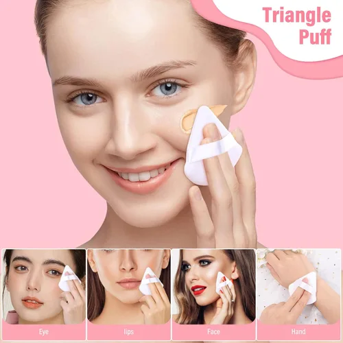 Miniatura 5 de Thrilez 20 piezas Borla de Polvo Triangular, Borlas de Polvo Suelto Borlas de Maquillaje para Polvo Facial, Borla de Polvo Fijador para Maquillaje