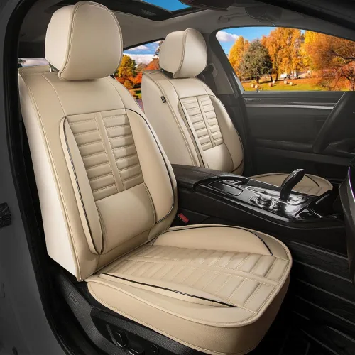 Miniatura 17 de Juego de fundas de asiento de automóvil para GMC Canyon 2015-2025, juego de fundas de asiento delantero de cuero con soporte lumbar, protector