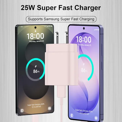 Miniatura 2 de Cargador súper rápido tipo C, bloque de carga de pared PD USB C de 25 W y cable de C a C de 6 pies para Samsung Galaxy S25/S24 Ultra/S24/S24+/S23