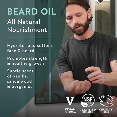 Miniatura 3 de Badger Kit de aseo para barba, aceite para barba y bálsamo para barba, Babassu y jojoba, certificado orgánico, acondicionador sin enjuague